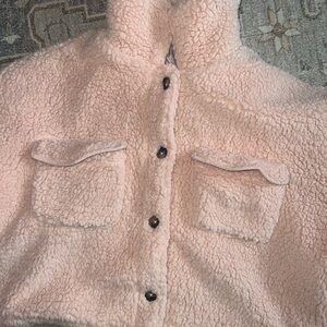 NWT Cozy Pink Sherpa Button Up
